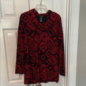Ali Miles Red and Black Textured Top